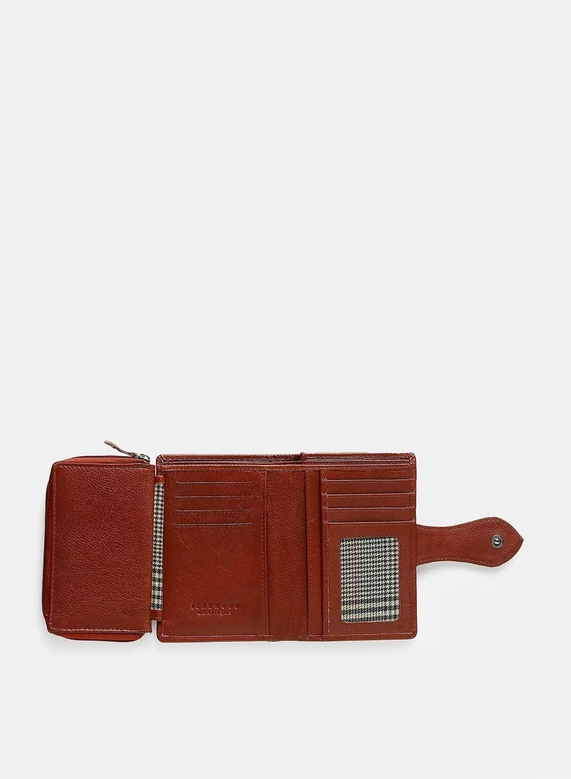 TEAKWOOD red Teakwood Genuine Leather Bi-Fold Wallet for Women | Red Wallet | Button Closure | 2 Main Compartments | 7 Card Slots | 1 ID Window | 2 Slip Pockets | Zip Coin Pocket | Premium Lightweight Durable Wallet for Women | Best Price UAE