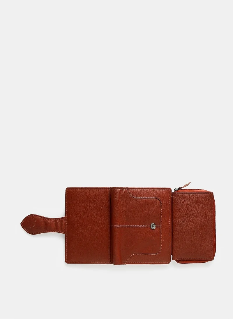 TEAKWOOD red Teakwood Genuine Leather Bi-Fold Wallet for Women | Red Wallet | Button Closure | 2 Main Compartments | 7 Card Slots | 1 ID Window | 2 Slip Pockets | Zip Coin Pocket | Premium Lightweight Durable Wallet for Women | Best Price UAE