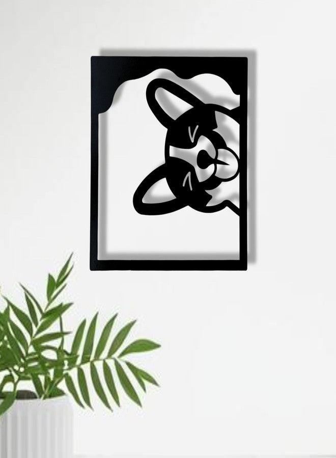 WEHUKOR Tilted Dog Metal Wall Hanging Arts Home Decor, Durable, good ambience For Bedroom,Living Room,Drawing room,Hotel,Office,Garden,farmhouse, pet (40cm x 40cm, Black) - Image 1