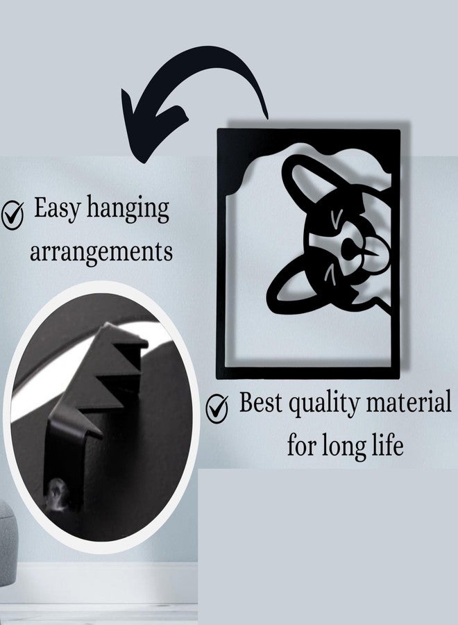 WEHUKOR Tilted Dog Metal Wall Hanging Arts Home Decor, Durable, good ambience For Bedroom,Living Room,Drawing room,Hotel,Office,Garden,farmhouse, pet (40cm x 40cm, Black) - Image 5