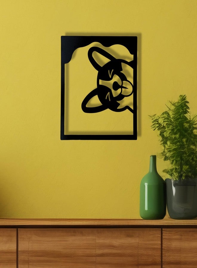 WEHUKOR Tilted Dog Metal Wall Hanging Arts Home Decor, Durable, good ambience For Bedroom,Living Room,Drawing room,Hotel,Office,Garden,farmhouse, pet (40cm x 40cm, Black) - Image 2
