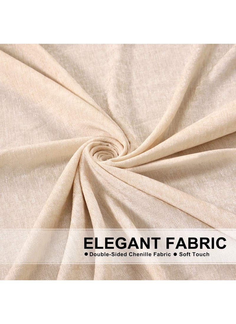 ELKCA ELKCA Thick Chenille Waterfall Swag Valances for Living Room Beige Valance Curtains for KitchenPack of 2 Beige 30 W x 22 L  - Image 4