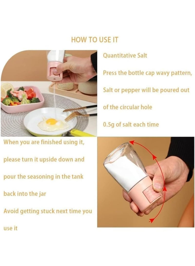 SYOSI Salt and Pepper Shakers, Precise Push Dispenser for Accurate Seasoning 0.5 Grams, Quantitative Spice Control Bottles for Kitchen Cooking Camping Outdoor Travel Use, 4 PCS - Image 3