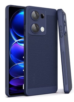 Heat Dissipation Case with Built in Camera Lens Protector Slim Fit Breathable Cooling Anti Fingerprint Hard PC Back Shockproof Cover For Xiaomi Redmi Note 13 Pro 5G (Blue)