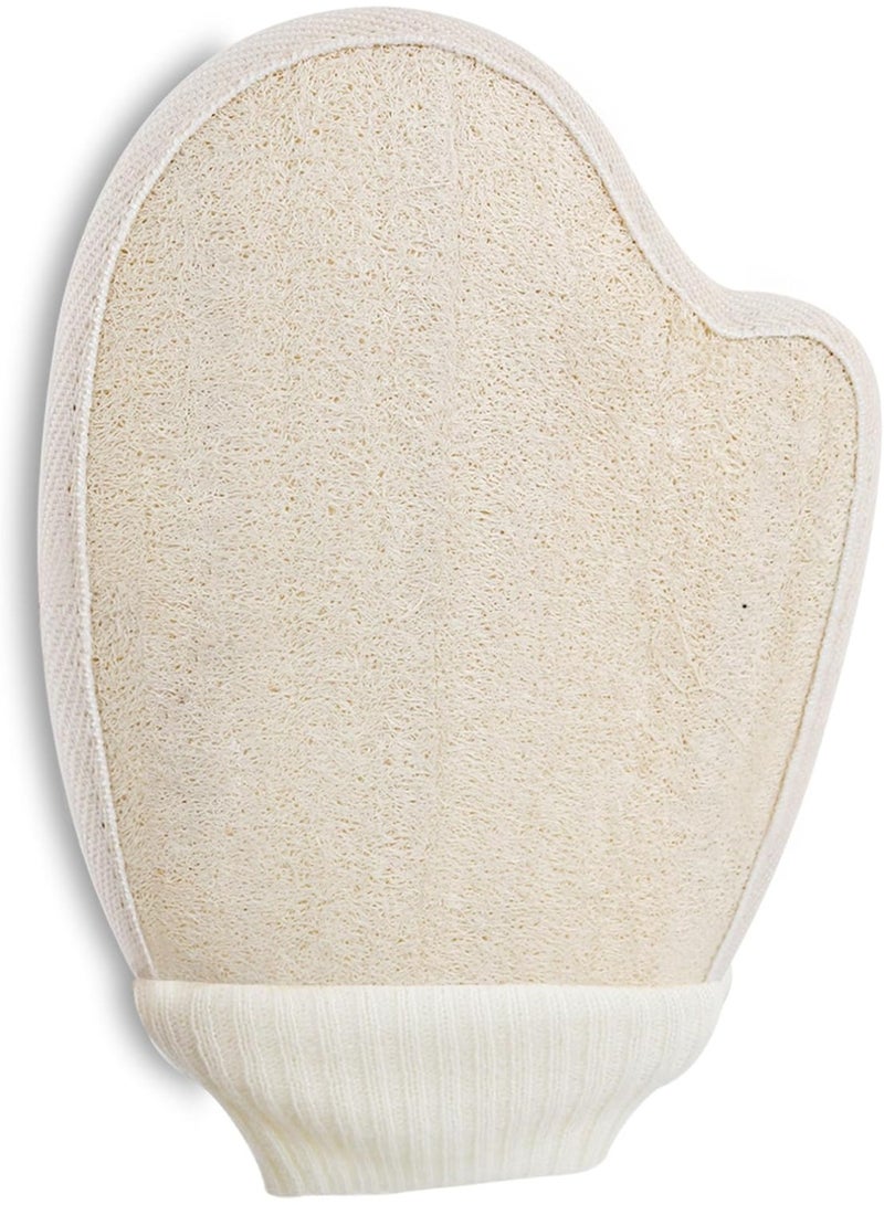 MOMENT Natural Loofah Exfoliating Body Scrubber, Bath Loofa Scrub Exfoliator Mitten Glove Shower Luffa Sponge Pad for Men Women Elderly (1 Pcs, Double-Sided) - Image 1