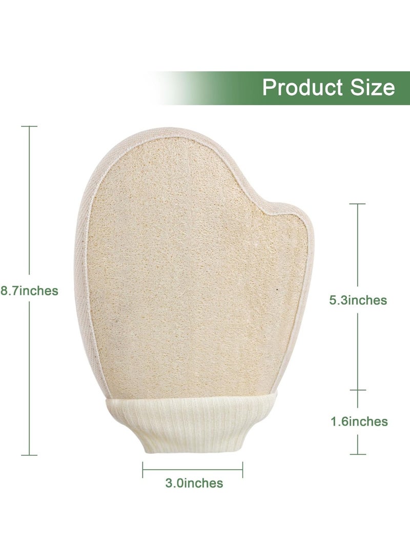 MOMENT Natural Loofah Exfoliating Body Scrubber, Bath Loofa Scrub Exfoliator Mitten Glove Shower Luffa Sponge Pad for Men Women Elderly (1 Pcs, Double-Sided) - Image 3