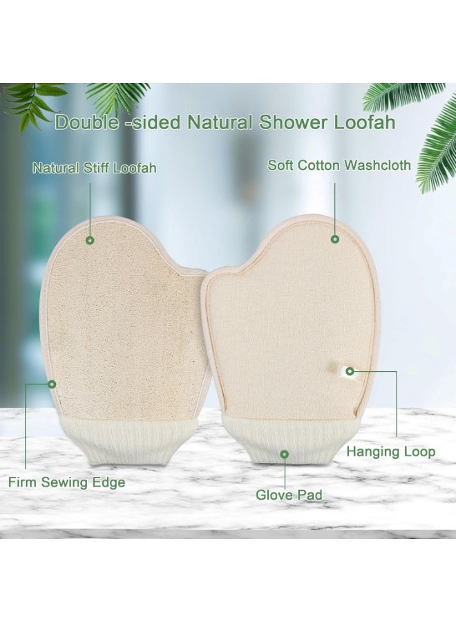 MOMENT Natural Loofah Exfoliating Body Scrubber, Bath Loofa Scrub Exfoliator Mitten Glove Shower Luffa Sponge Pad for Men Women Elderly (1 Pcs, Double-Sided) - Image 4