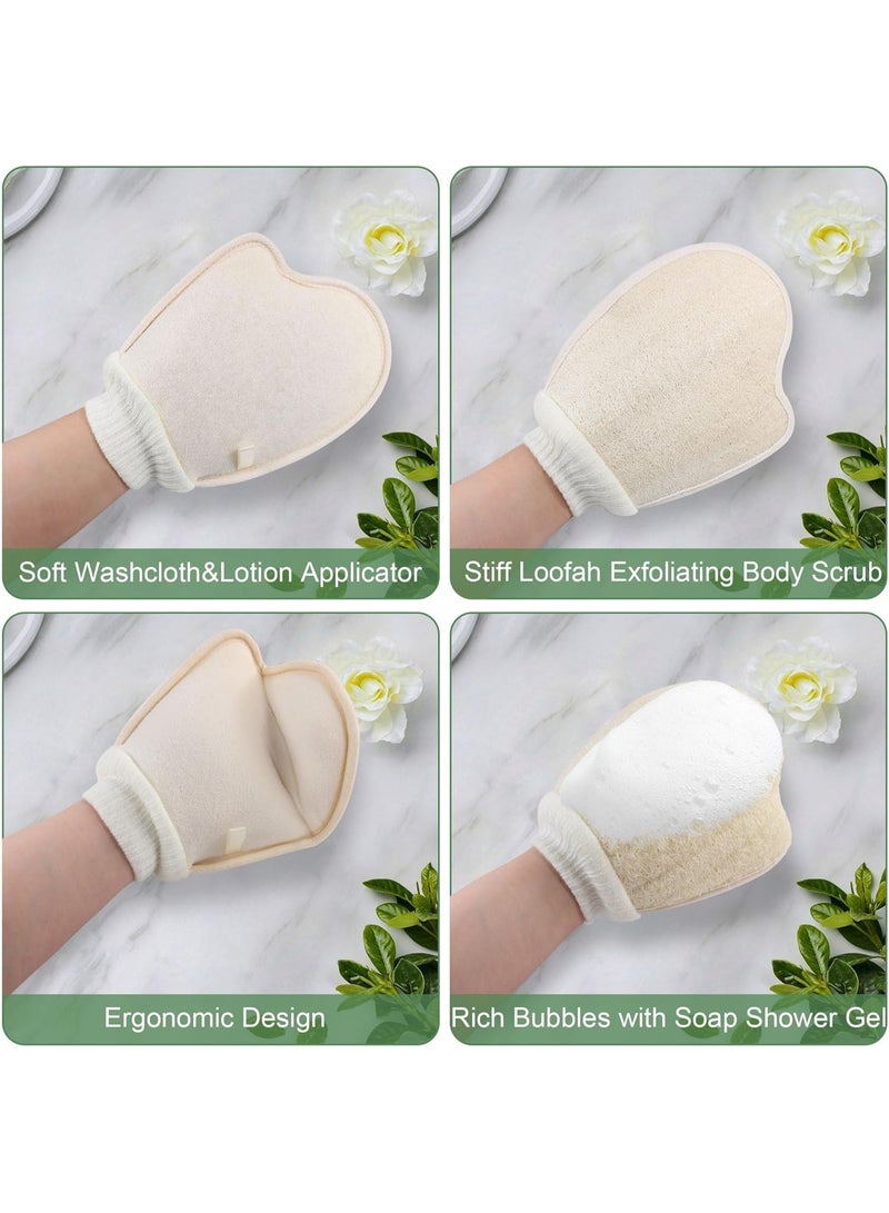 MOMENT Natural Loofah Exfoliating Body Scrubber, Bath Loofa Scrub Exfoliator Mitten Glove Shower Luffa Sponge Pad for Men Women Elderly (1 Pcs, Double-Sided) - Image 5