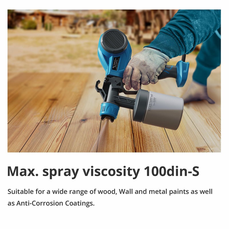Tilswall Paint Sprayer, Lightweight HVLP Spray Gun, High Power Electric Spray Paint Gun, 4 Nozzles & 3 Patterns, Easy to Clean Paint Sprayer for House Painting, Cabinets, Furniture, Fence, Walls, DIY - Image 3