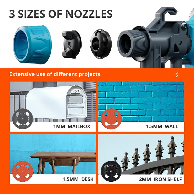 Tilswall Paint Sprayer, Lightweight HVLP Spray Gun, High Power Electric Spray Paint Gun, 4 Nozzles & 3 Patterns, Easy to Clean Paint Sprayer for House Painting, Cabinets, Furniture, Fence, Walls, DIY - Image 5