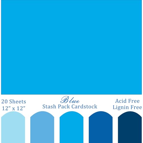 WEKOOSE Blues Cardstock Art Paper 20 Sheets 12 x 12 Craft Cover Stock Stash Pack- Assorted Colored Scrapbook 80lb Card Stock for Construction Crafts, Embossing, Quilling, Cardmaking - Image 2