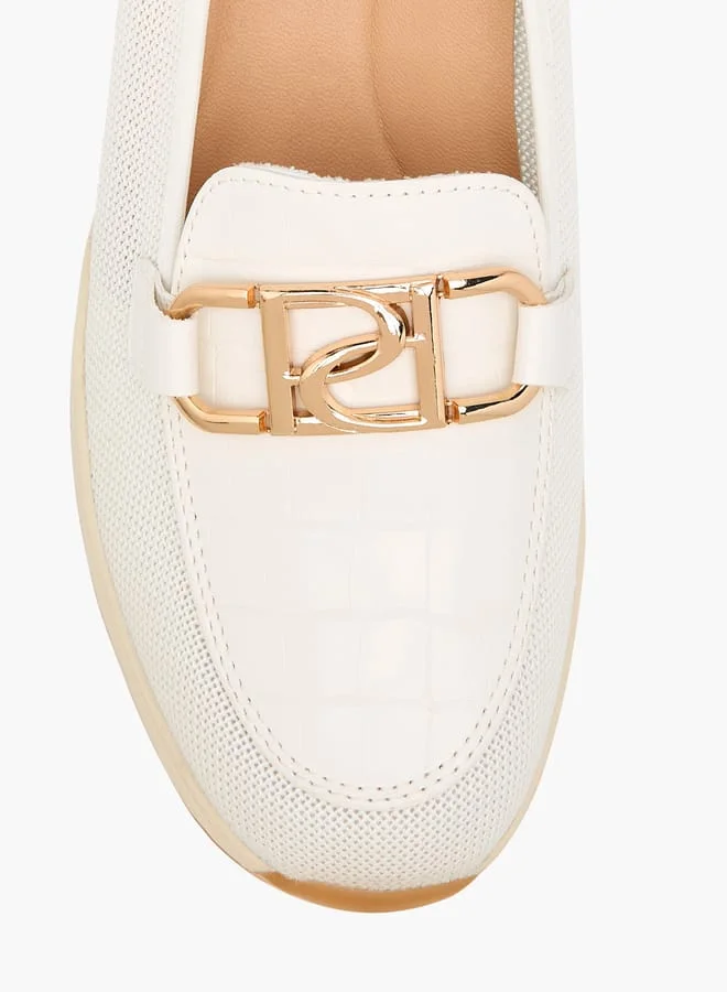 Paprika Women Panelled Slip-On Loafers with Metal Accent