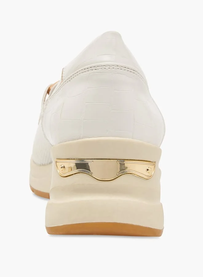 Paprika Women Panelled Slip-On Loafers with Metal Accent