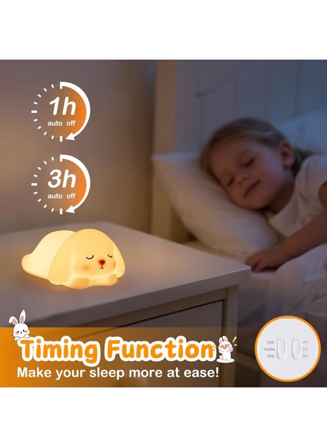 Tremdwoto Bunny Night Light for Kids - 16 Color Changing, Rechargeable Dimmable Nursery Lamp with 1/3 H Timer, Cute Animal Night Light for Baby Boys Girls, Kawaii Room Decor Gift - Image 5