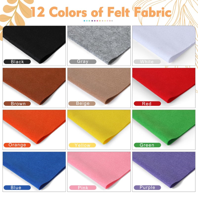 HaoFeiJH 12 Rolls 8"x20" 1.6mm Thick Soft Felt Fabric Sheets â€“ 12 Assorted Morandi Colors for DIY Craft, Sewing, Patchwork & Projects â€“ Nonwoven Felt Squares - Image 2
