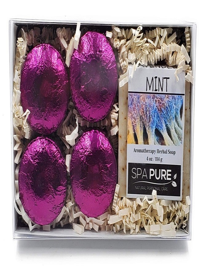 Spa Pure Aromatherapy Gift Set - Lavender Mint Artisan Soap & 4 Shower Steamers - Made with Plant Based Ingredients - Cotton Shower Bag & Soap Bag - Image 2