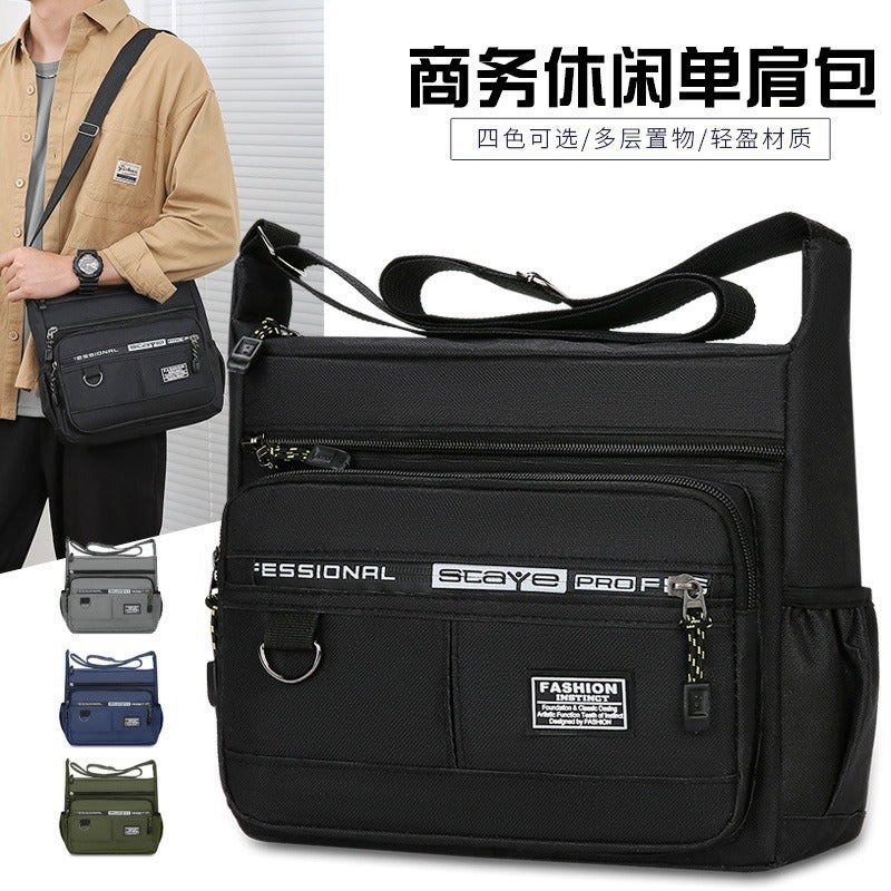 Large Capacity Fashion Commuter Crossbody Bag Business Travel Simple Textuality Shoulder Bag Multi-Layer Storage Men'S Briefcase - Image 3