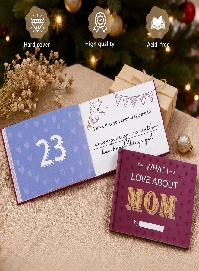 Artmag What I Love about Mom, 50 Things Fill-in-the-Blank Journal Love Mini Book for Mother's Day Birthday Christmas Gifts Book for Mom Purple - Image 3