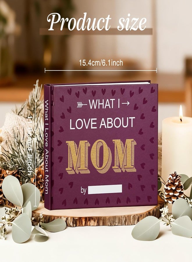 Artmag What I Love about Mom, 50 Things Fill-in-the-Blank Journal Love Mini Book for Mother's Day Birthday Christmas Gifts Book for Mom Purple - Image 2