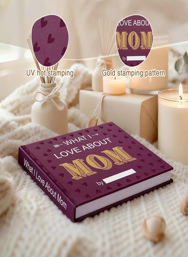 Artmag What I Love about Mom, 50 Things Fill-in-the-Blank Journal Love Mini Book for Mother's Day Birthday Christmas Gifts Book for Mom Purple - Image 4