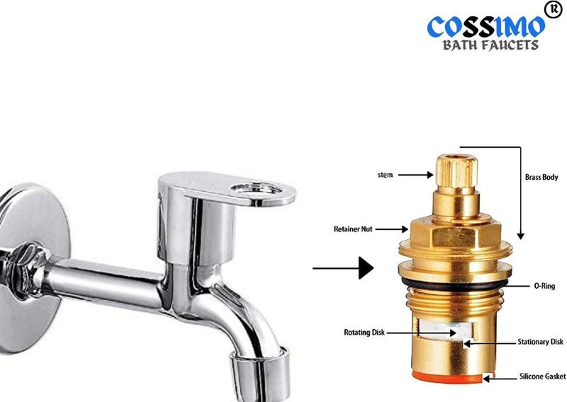 Cossimo Steel Marc Long Body Bib Tap Faucet for Bathroom ; Kitchen ;Outdoor (Pack of 1) - Image 1