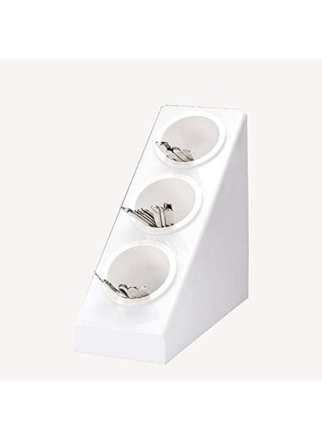 Zicco ZCP 657-3 Polycarbonate Upright Model Three Eyed Fork, Spoon Stand, Utensil Holder- Black/White - Image 2