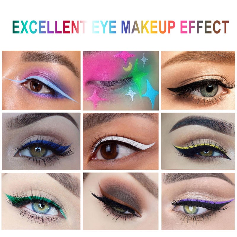 DekRion Liquid Eyeliner, Matte Colored Eyeliners, Green Eyeliner, White Black Red Brown Purple Waterproof High-pigmented Colorful Eyeliners Eye Makeup,1PC Green - Image 3