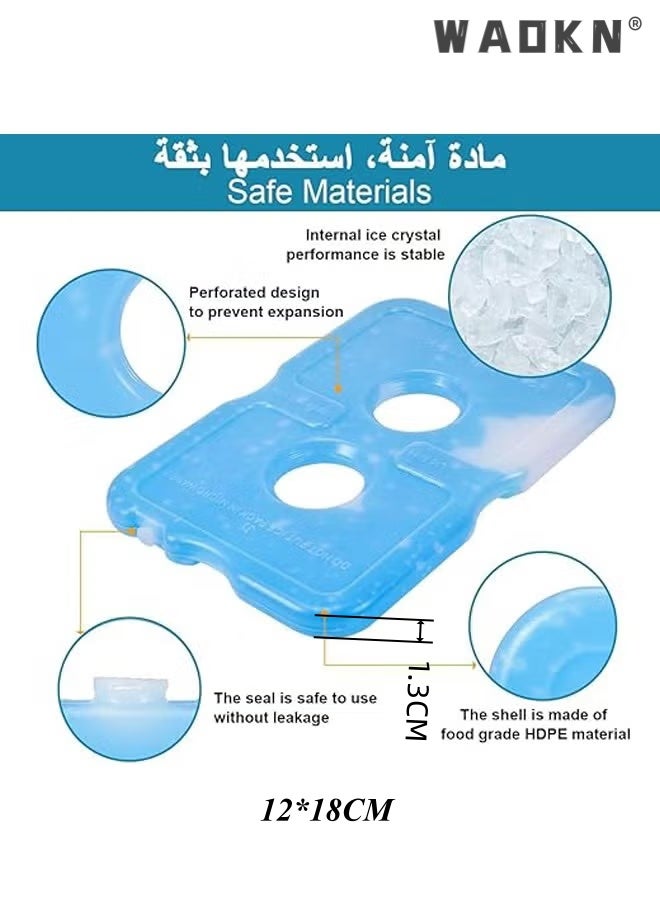 دبليو أيه أو كي أن حزم الثلج 6 قطع سليم بارد تبريد سريع تجميد قابلة لإعادة الاستخدام طويلة الأمد بارد تبريد خفيفة الوزن معزولة رقيقة الثلج صندوق الحفاظ على الأغذية الباردة والطازجة، ضد التسرب وغير السامة حزمة الثلج، ثلج تجميد حقيبة للغداء المدرسة صندوق نزهة التخييم كيس تبريد، تخزين الأغذية (18 × 12 × 1.3 سم) - Image 5