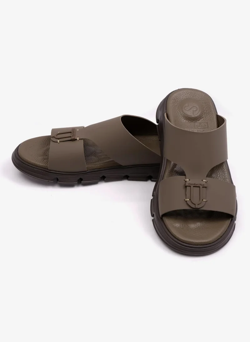Comfort Plus COMFORT PLUS ELEGENT TRIM MENS MATT LEATHER SANDALS TRUFFLE