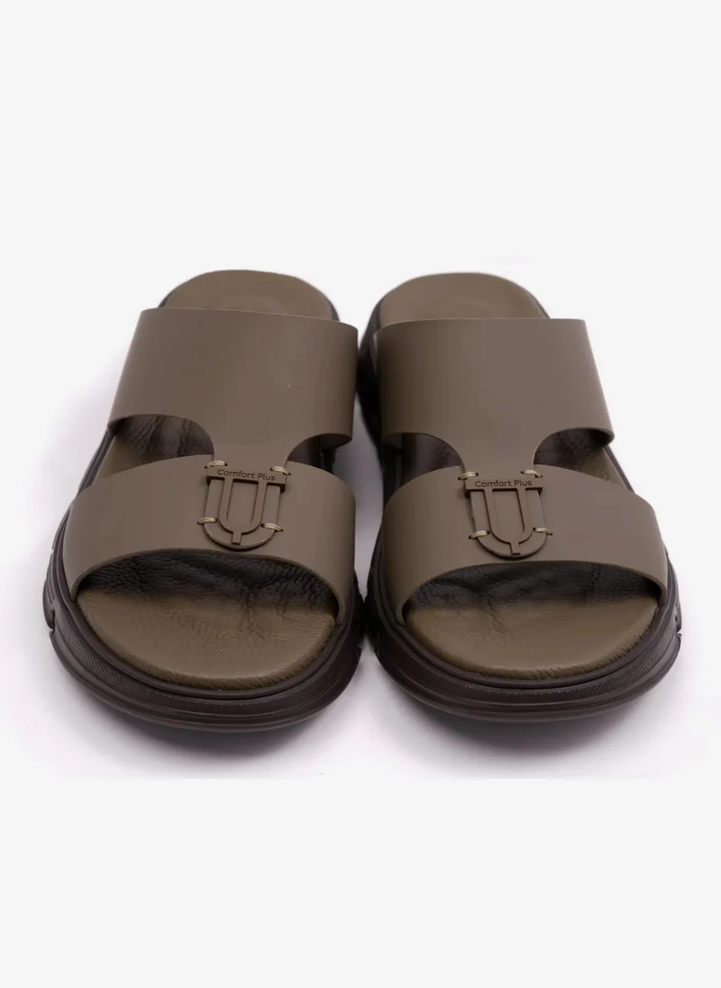 Comfort Plus COMFORT PLUS ELEGENT TRIM MENS MATT LEATHER SANDALS TRUFFLE