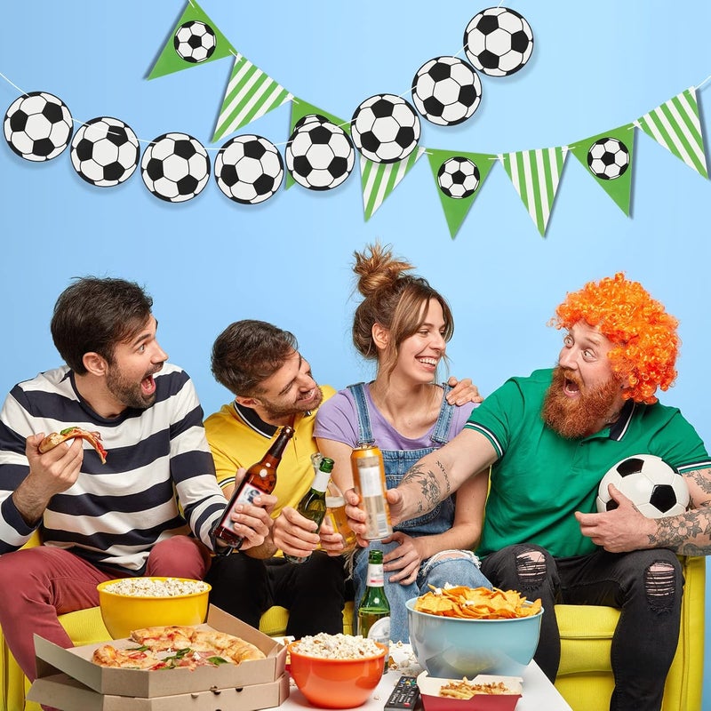 كلاراكو زينة لافتة كرة قدم من كلاركو، 4 قطع، لحفلات أعياد الميلاد، وحفلات الأطفال الرياضية (بنمط كرة القدم) - Image 4