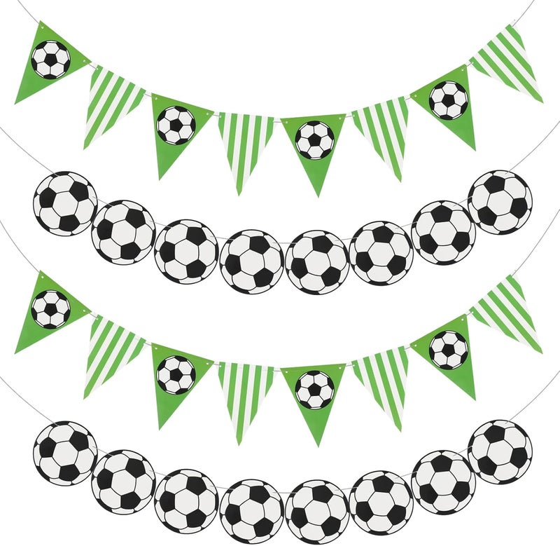 كلاراكو زينة لافتة كرة قدم من كلاركو، 4 قطع، لحفلات أعياد الميلاد، وحفلات الأطفال الرياضية (بنمط كرة القدم) - Image 3