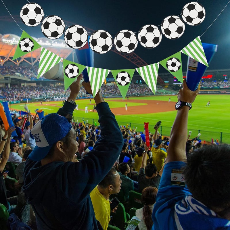 كلاراكو زينة لافتة كرة قدم من كلاركو، 4 قطع، لحفلات أعياد الميلاد، وحفلات الأطفال الرياضية (بنمط كرة القدم) - Image 5