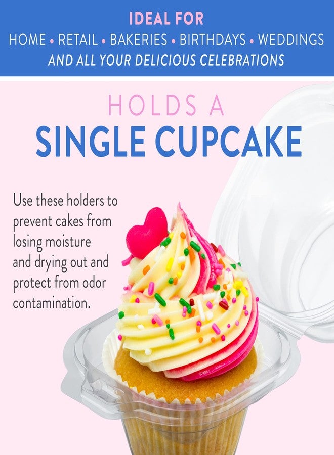 Supellectilem Individual Cupcake Containers (25 Pack) | Clear Plastic Disposable Cupcake Boxes / Holders | Single Cupcake Holder with Dome Lid Bulk | Plastic Cupcake Muffin Container Carrier Boxes to Go - Image 5