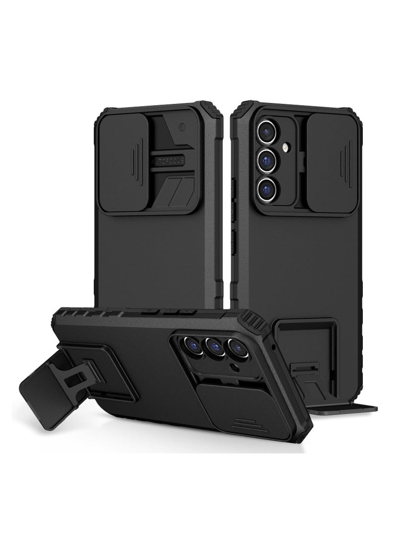 for Samsung Galaxy S25 Plus / S25+ Case Cover, Innovative Telescopic Bracket, Sliding Protection Camera Window, Slim Thin PC&TPU Shockproof Mobile Phone Case for Samsung Galaxy S25 Plus / S25+, Black 