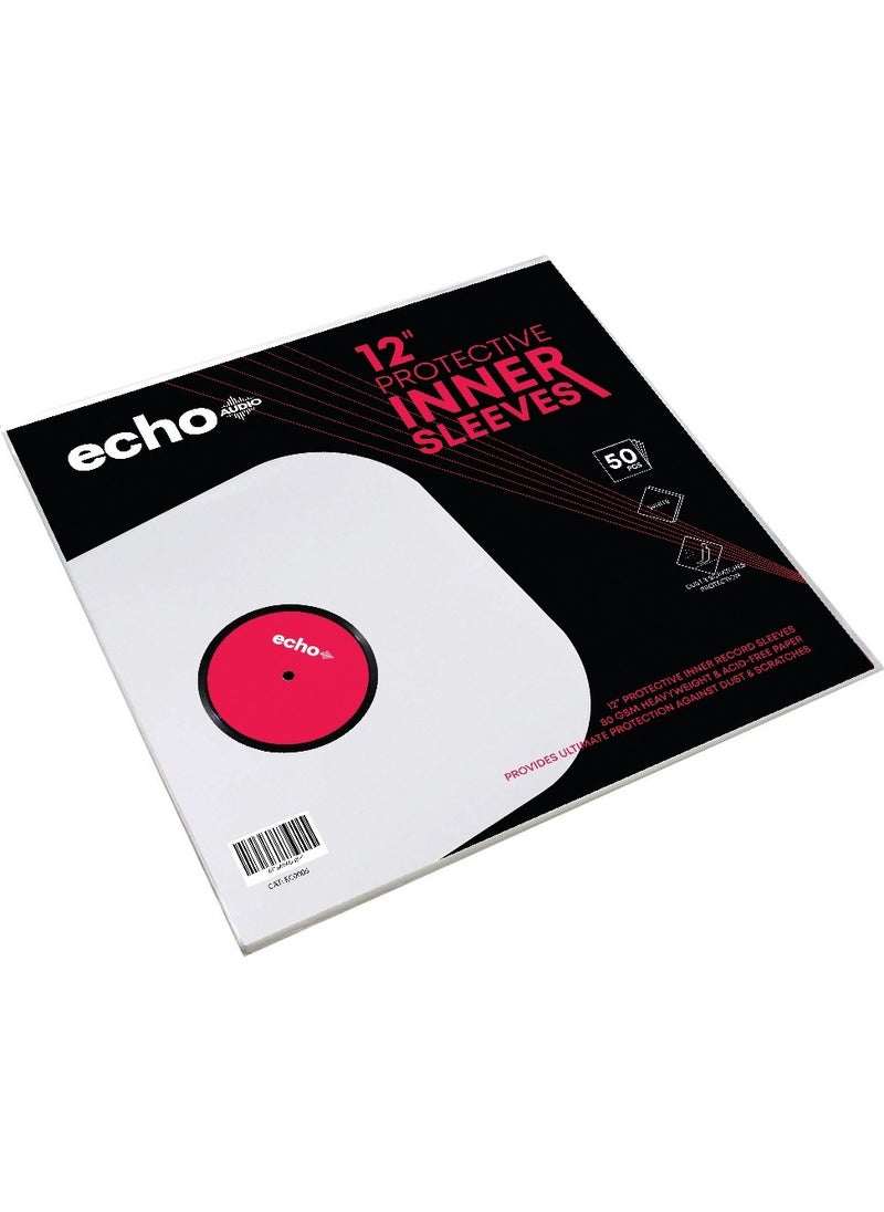 echo AUDIO Echo Audio 12 Inch Vinyl Record Inner Sleeves | Acid Free 16lb Paper | 12 x 12 inch | Ideal Protection for Your LP Album Collection (50 pack)  - Image 1
