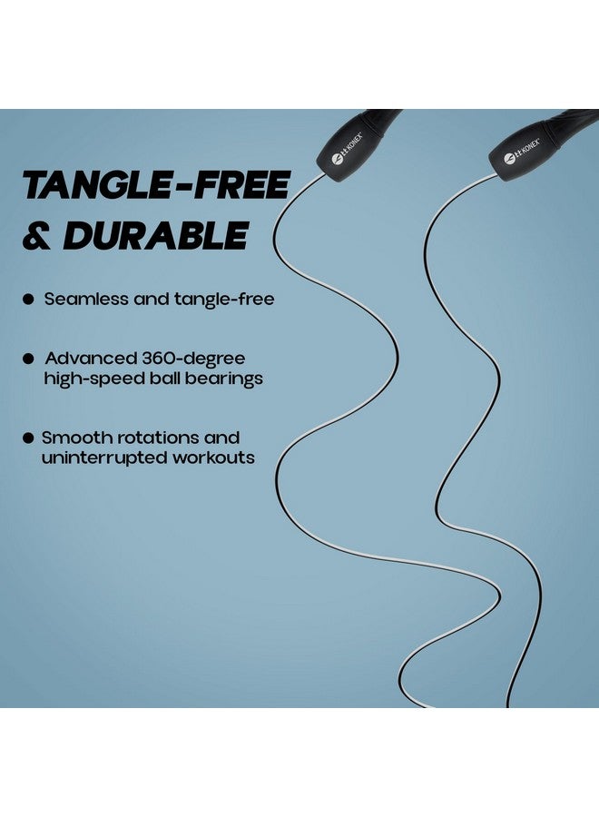 Konex Skipping Rope for Men & Women | Jumping Rope for Fitness, Home & Gym Workouts (Black) - Image 2
