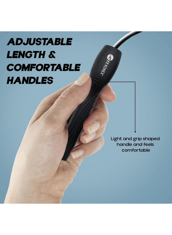 Konex Skipping Rope for Men & Women | Jumping Rope for Fitness, Home & Gym Workouts (Black) - Image 4