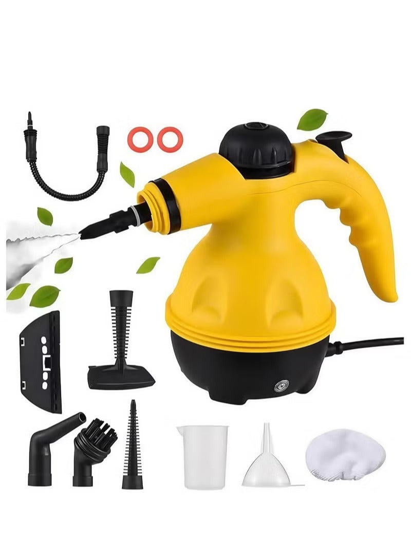 Portable Handheld Steam Cleaner 1000W Power 300kpa High Pressure Steam Cleaner with 9 Accessories & 350ml Water Tank for Sofa, Kitchen Home, Car and Windows Cleaning, Black - Image 1