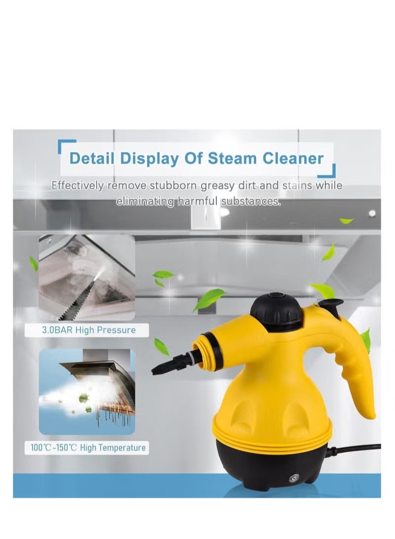 Portable Handheld Steam Cleaner 1000W Power 300kpa High Pressure Steam Cleaner with 9 Accessories & 350ml Water Tank for Sofa, Kitchen Home, Car and Windows Cleaning, Black - Image 3