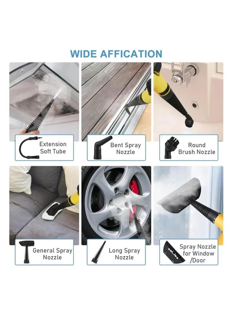 Portable Handheld Steam Cleaner 1000W Power 300kpa High Pressure Steam Cleaner with 9 Accessories & 350ml Water Tank for Sofa, Kitchen Home, Car and Windows Cleaning, Black - Image 4