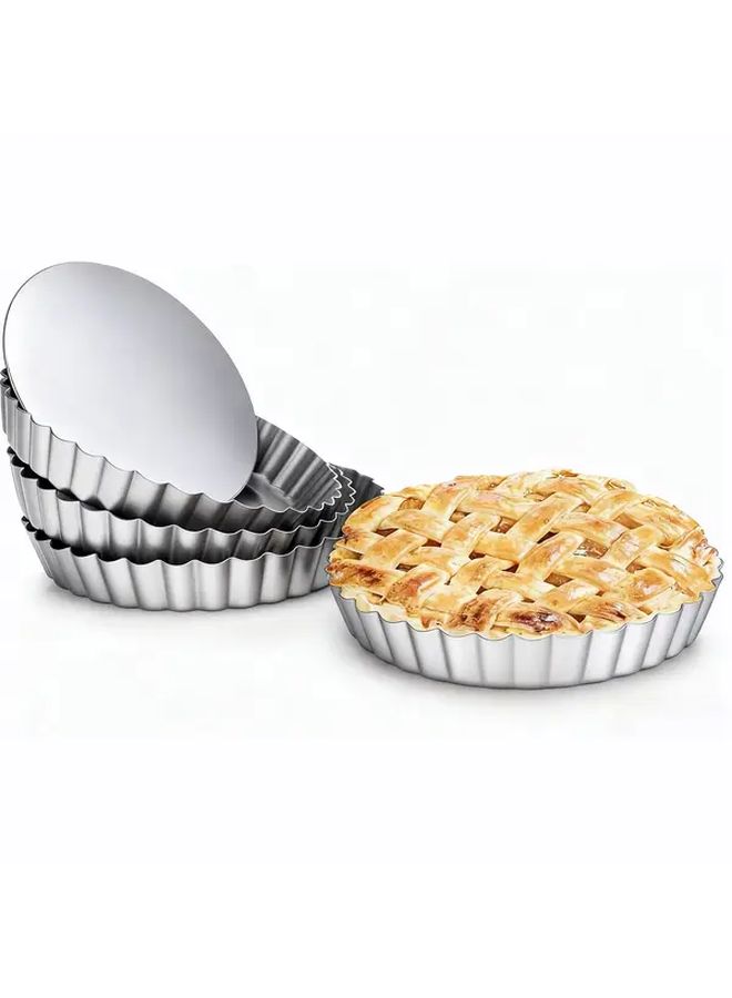 4 Pcs 6 Inch Nonstick Tart Pans with Removable Bottom for Quiche Cake Pie - Image 1