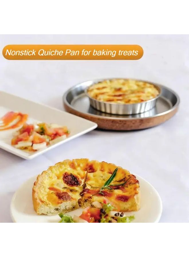 4 Pcs 6 Inch Nonstick Tart Pans with Removable Bottom for Quiche Cake Pie - Image 5