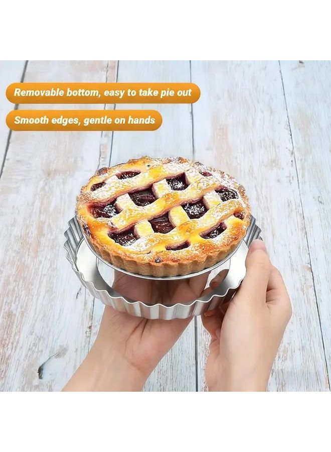 4 Pcs 6 Inch Nonstick Tart Pans with Removable Bottom for Quiche Cake Pie - Image 4