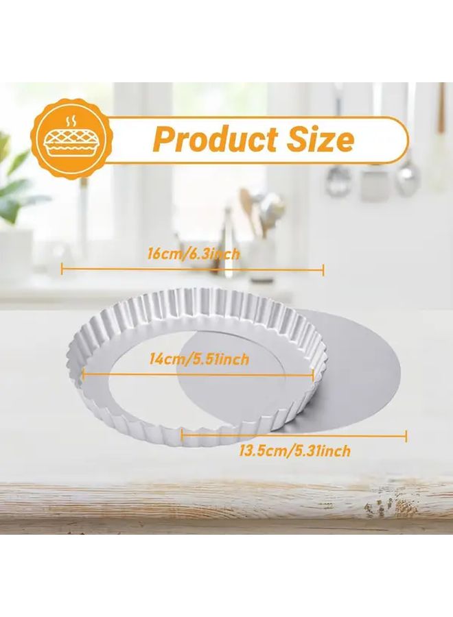 4 Pcs 6 Inch Nonstick Tart Pans with Removable Bottom for Quiche Cake Pie - Image 3