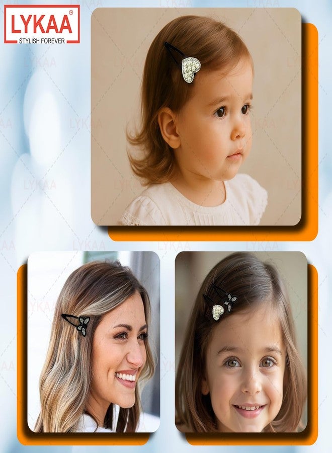 LYKAA Beautiful Hair Tic Tac Hair Pins Pearls & Stone Embellished Hair Snap Clips For Girls & Women-Butterfly, Bow & Heart Design Stylish Hairclips Prefect For School,Party Hair Accessories - Image 2