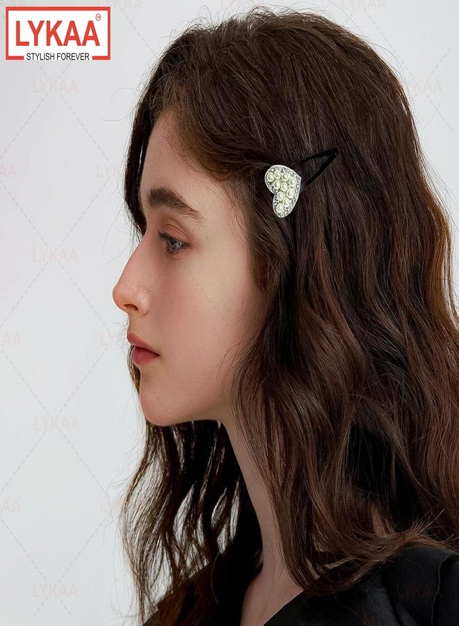 LYKAA Beautiful Hair Tic Tac Hair Pins Pearls & Stone Embellished Hair Snap Clips For Girls & Women-Butterfly, Bow & Heart Design Stylish Hairclips Prefect For School,Party Hair Accessories - Image 5