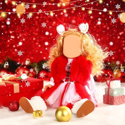 UPINS Christmas 18 Inches Doll Clothes and Accessories Winter Doll Outfits Set Christmas Deer Costume Includes Tutu Dress TShirt Shoes Hairpin Socks for 18 Inch Doll Girls Gifts - Image 5