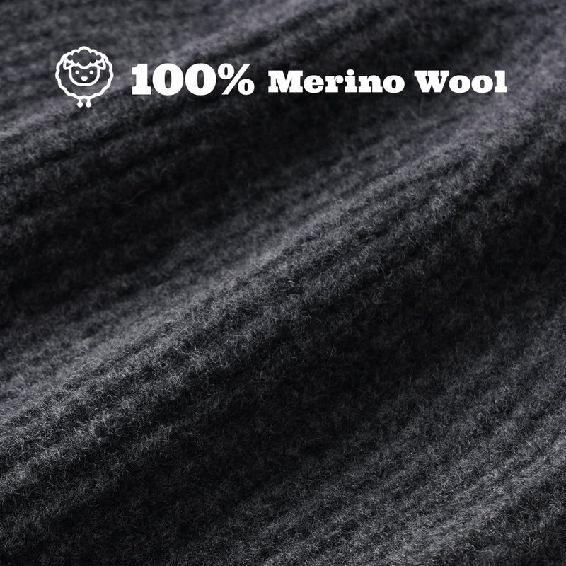 ACUSHLA 100% Merino Wool Cuff Beanie for Men & Women Loose Fit Knitted Winter Hat Unisex Watch Cap Skullie for Cold Weather, M-L Dark Grey - Image 3