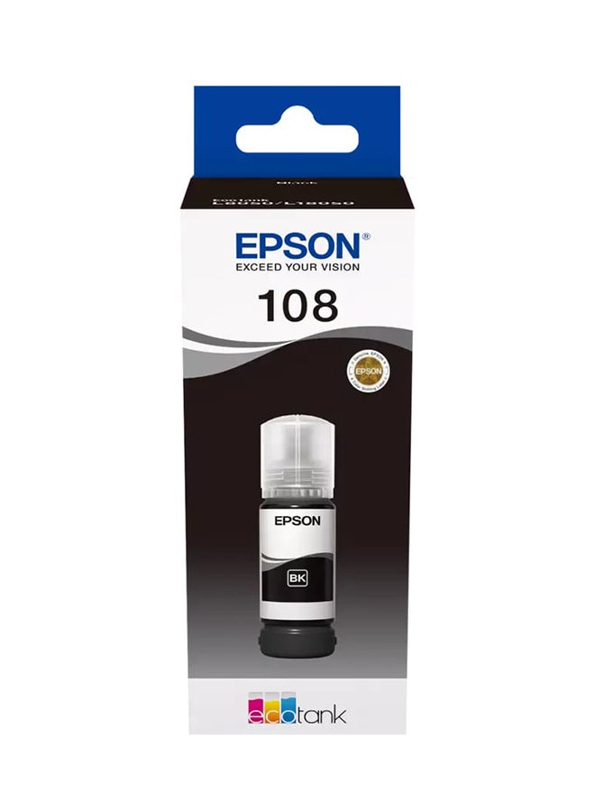 EPSON 108 Eco Tank Ink Bottle Up To 3600 Pages 70ml Compatible With L8050 And L18050 Black - Image 2